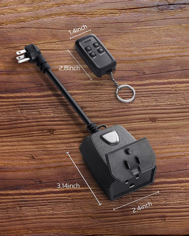 DEWENWILS Waterproof Outdoor Dimmer Plug, Remote Control, for Patio & Garden gallery