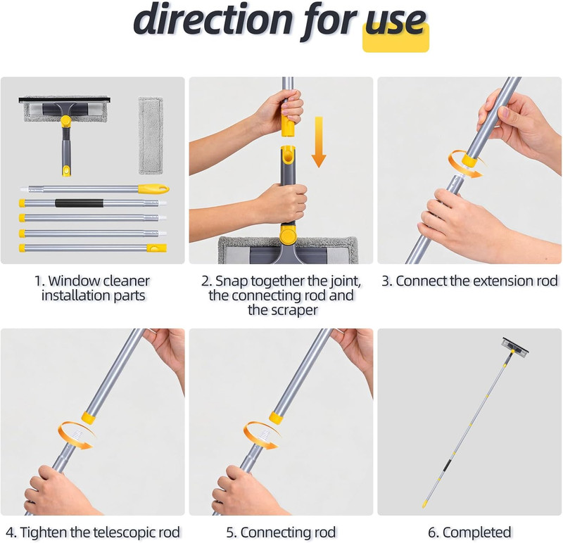 77" Squeegee for Window Cleaning | 2-in-1 Window Cleaning Kit, 180° Lockable ... gallery