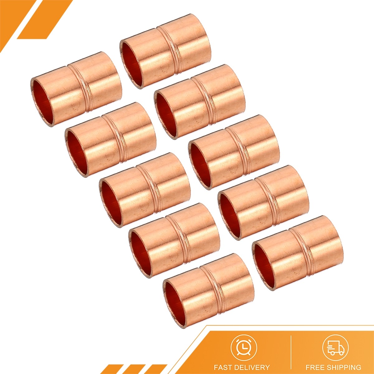 10PCS 3/8" ID Straight Copper Coupling Sweat End Welding Joint Pipe Fitting gallery