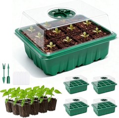 5 Pack Seed Starter Trays with Humidity Domes Transparent Propagation Kit