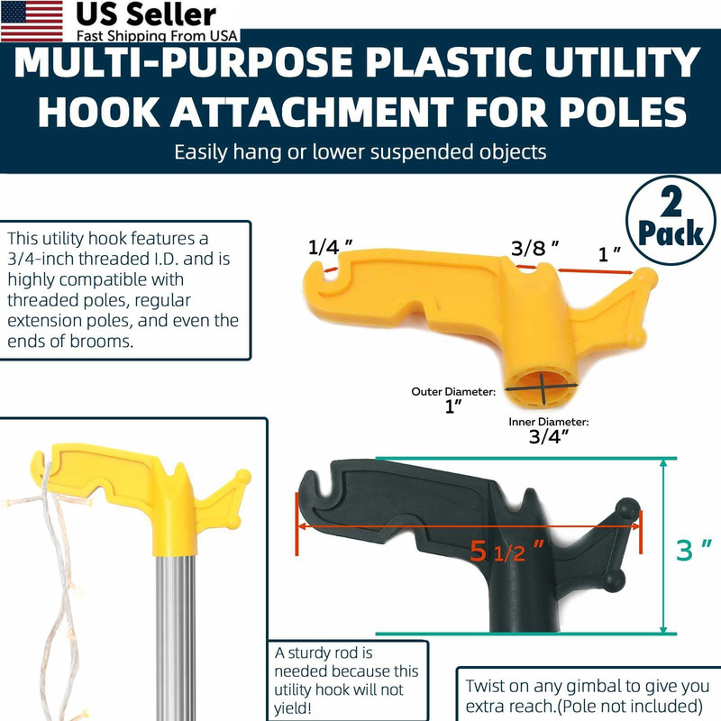 TonGass (2-Pack Multi-Purpose Plastic Utility Hook-2 Pack, Multicolor gallery
