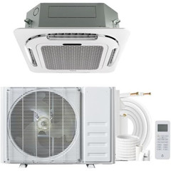 18K BTU Ceiling Cassette Mini Split, 360° Airflow, Ultra-Quiet, R454B, 208/230V