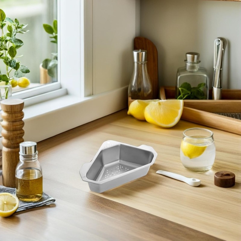 Stainless Steel Corner Sink Strainer Basket 9.64X5.9X2.95In Hanging gallery