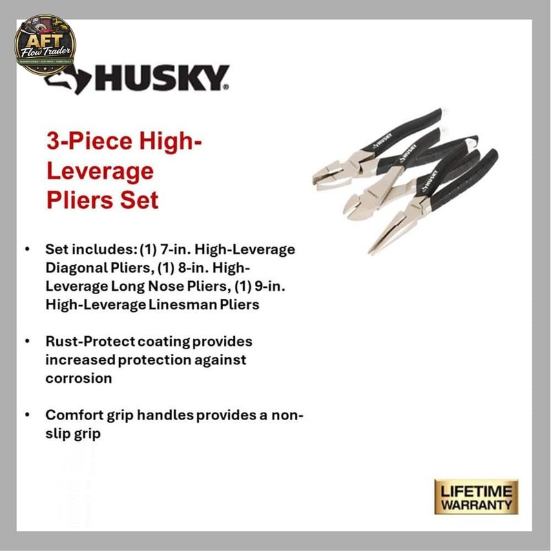 Husky 3-Piece Pliers Set - High Leverage Design gallery