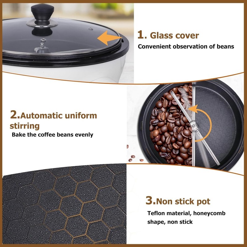 Electric Coffee Bean Roaster with Adjustable Temperature and Timer for Home Use gallery