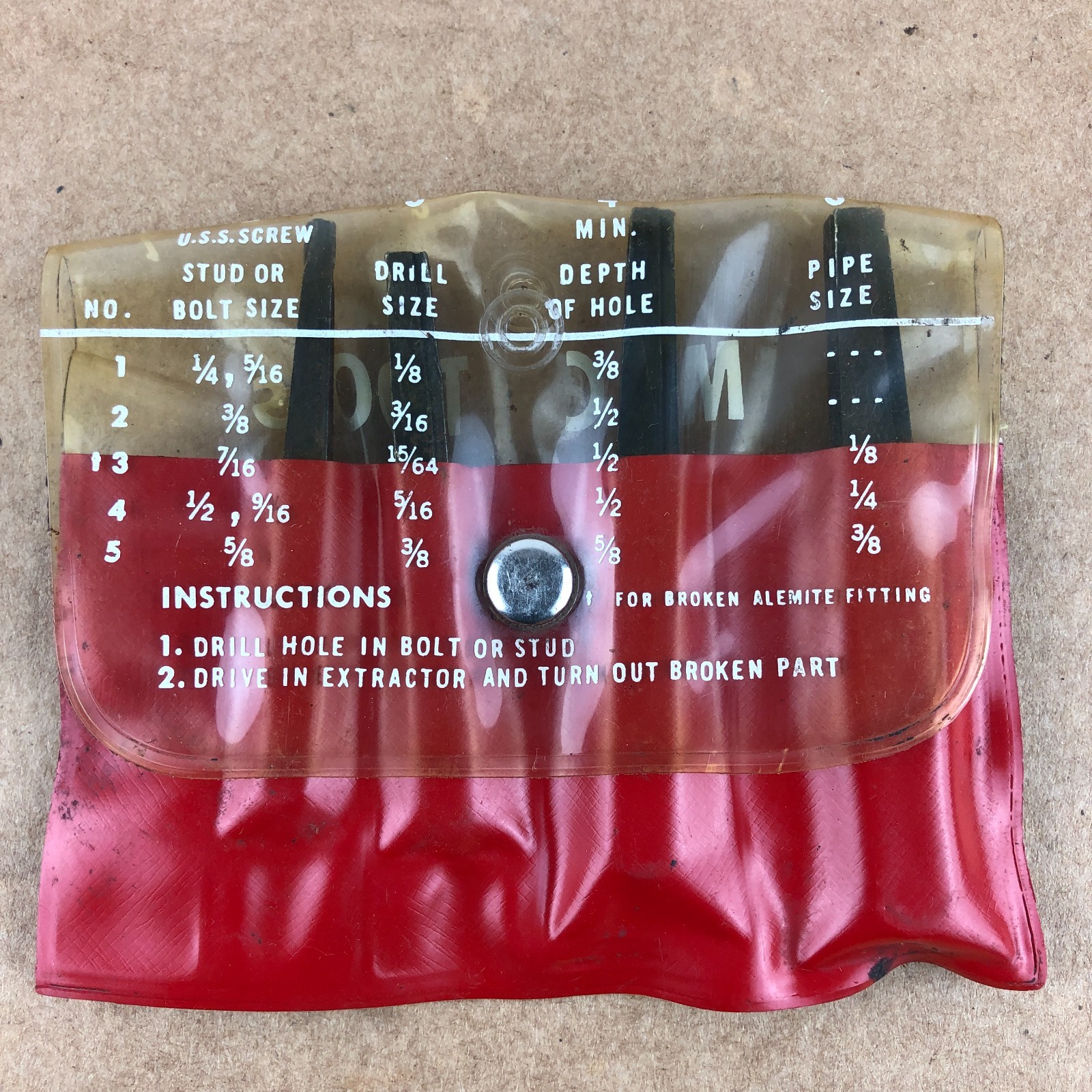 Vintage Mac Tools Screw Extractor Set No. SE25, In Pouch, 4 Piece gallery