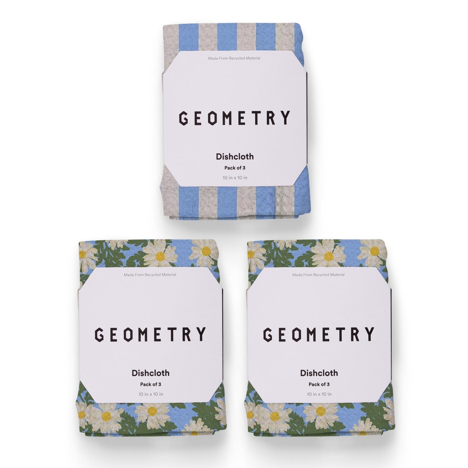 GEOMETRY Kitchen Dish Cloths - Spring & Summer 10" x (3 Pack), Daisy Sky gallery