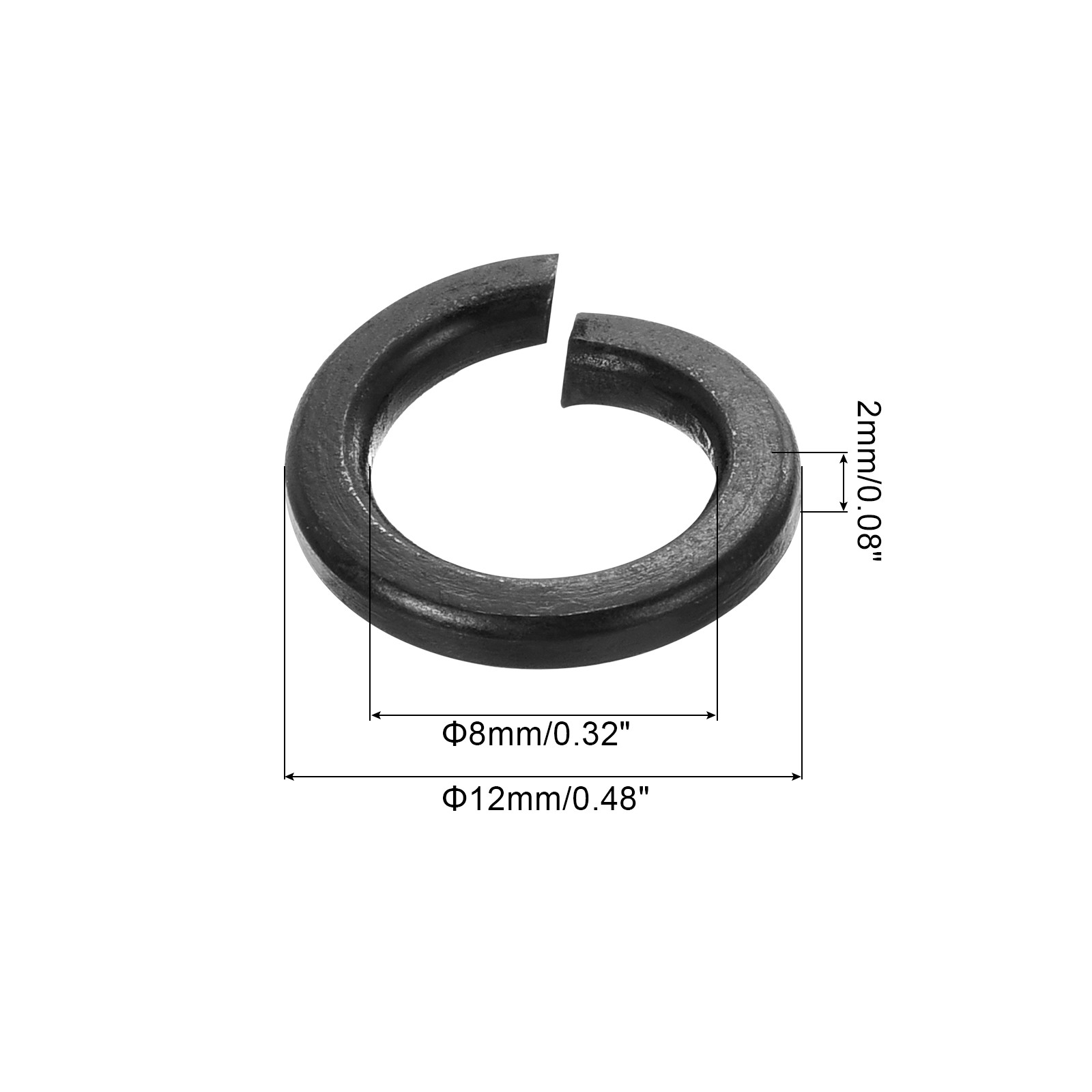 Split Lock Washer, M8 304 Stainless Steel Spring Lock Washer 50pcs, Black gallery