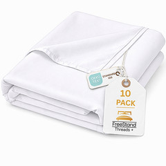 Threads+ Queen Flat Sheet – 100 GSM, 102 x 90, Soft Microfiber, (10 Pack White)