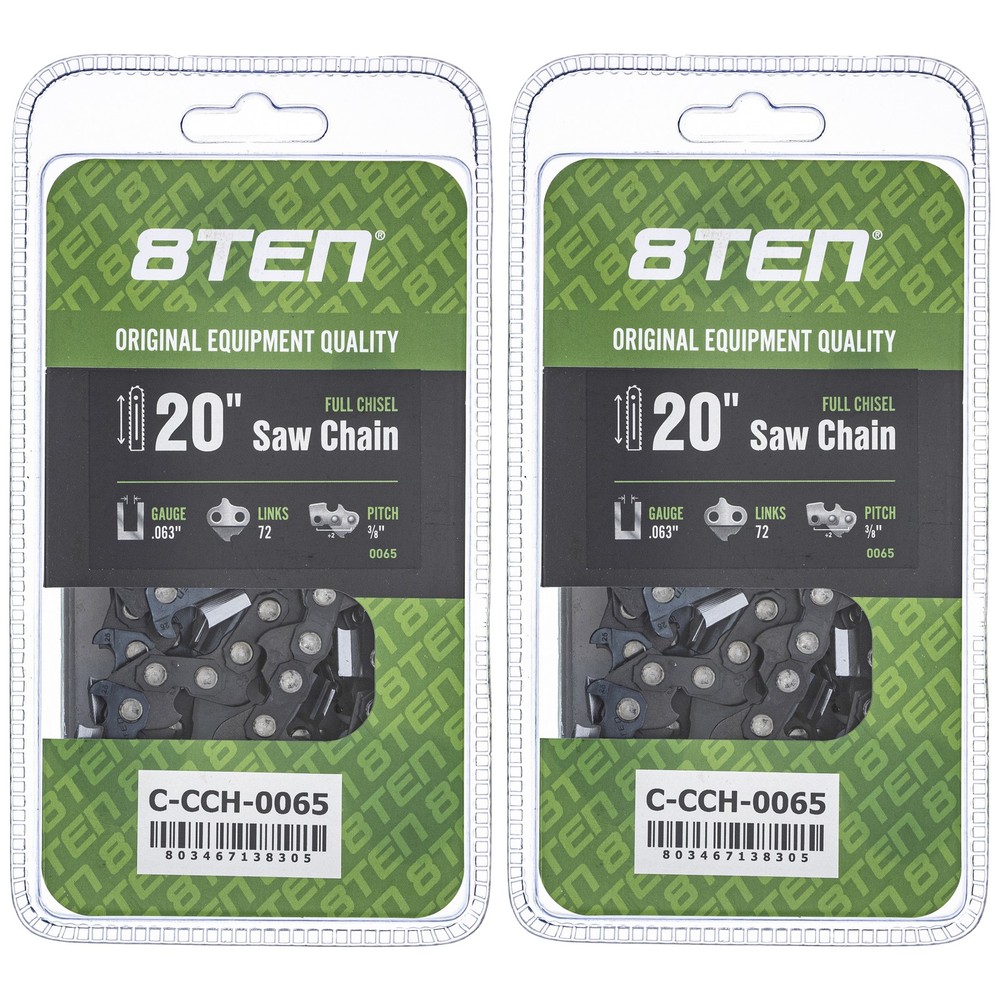 Full Chisel Chainsaw Chain 20 Inch .063 3/8 72DL for Stihl Husqvarna 2 Pack
