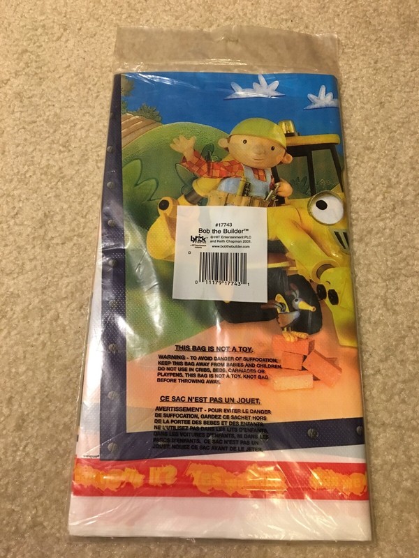 Bob the Builder Party Plastic Tablecover Printed All Over 54" x 84" Unique 17743 gallery