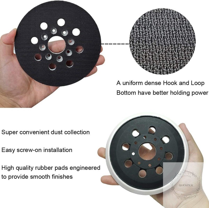 2 Pack 5 Inch 8 Hole Hook & Loop Replacement Sander Pad for 5" Bosch ROS20VS, gallery