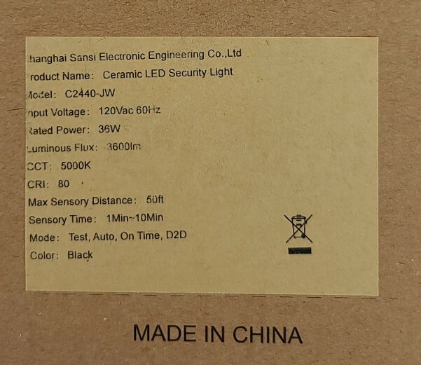 36W LED Security Motion Sensor Outdoor Lights Bright 3600lm 5000K Daylight IP
