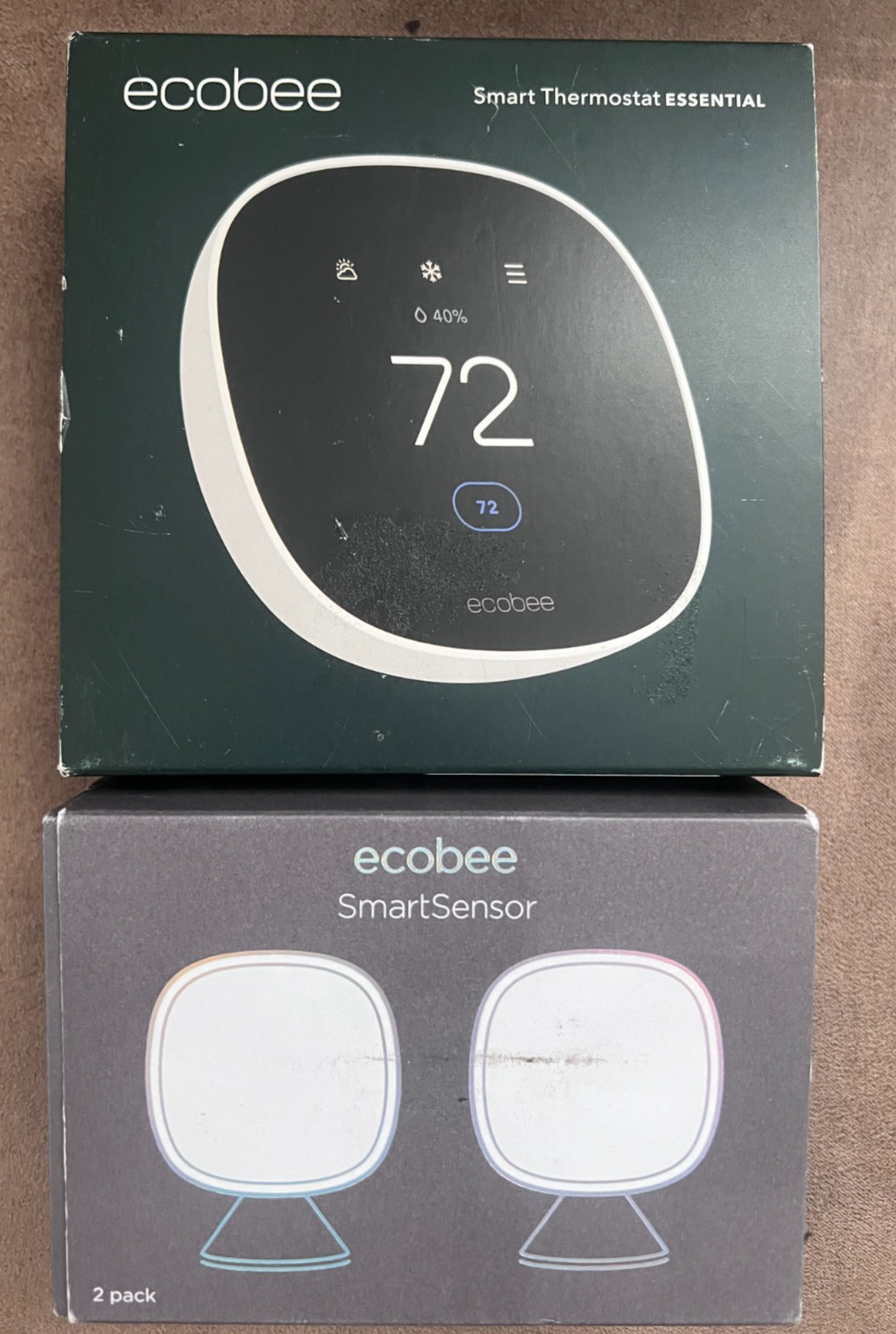 Ecobee Smart Thermostat Essential + ecobee Smart Sensor 2 Pack Bundle (Open Box) gallery