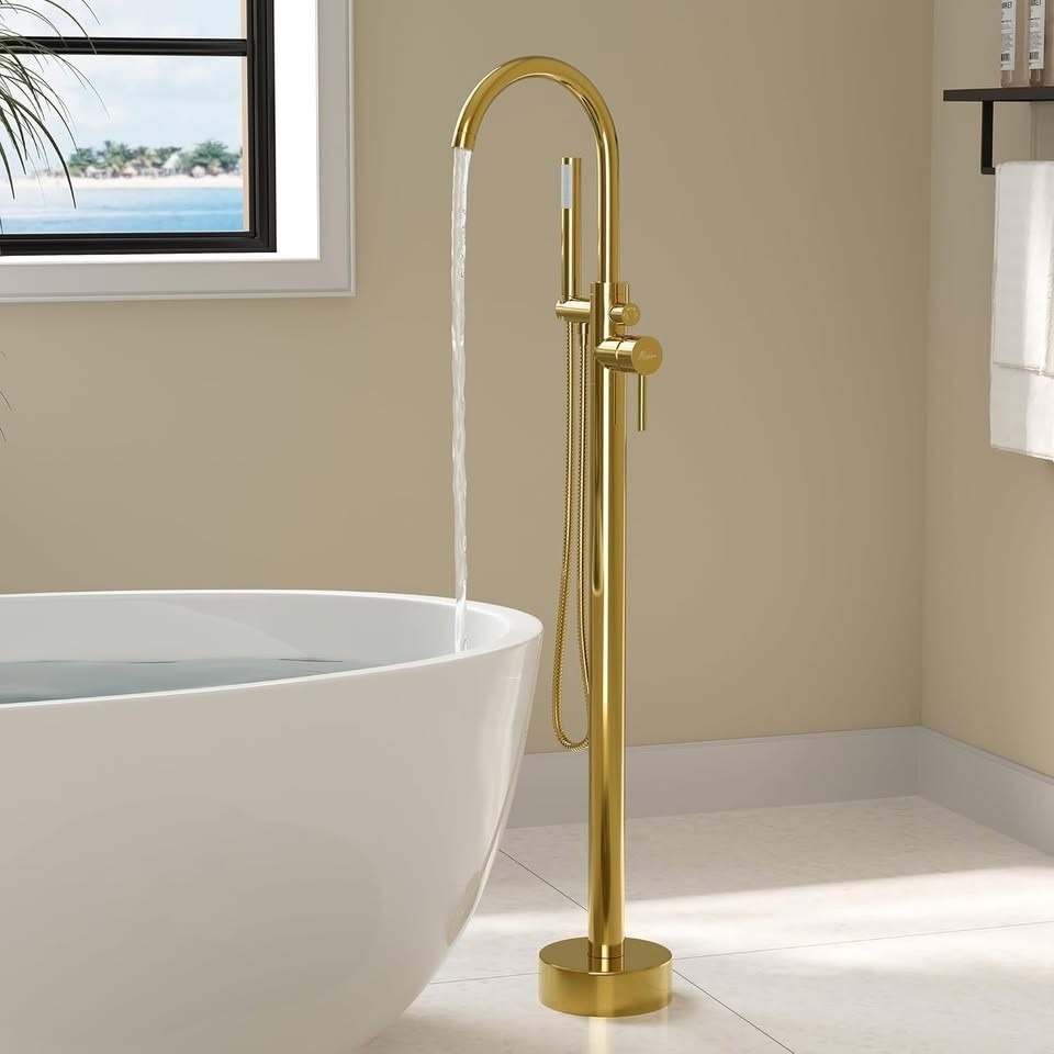 Hawkrown Freestanding Bathtub Faucet Floor Mount Bathtub Faucet 2 Water Outlets gallery
