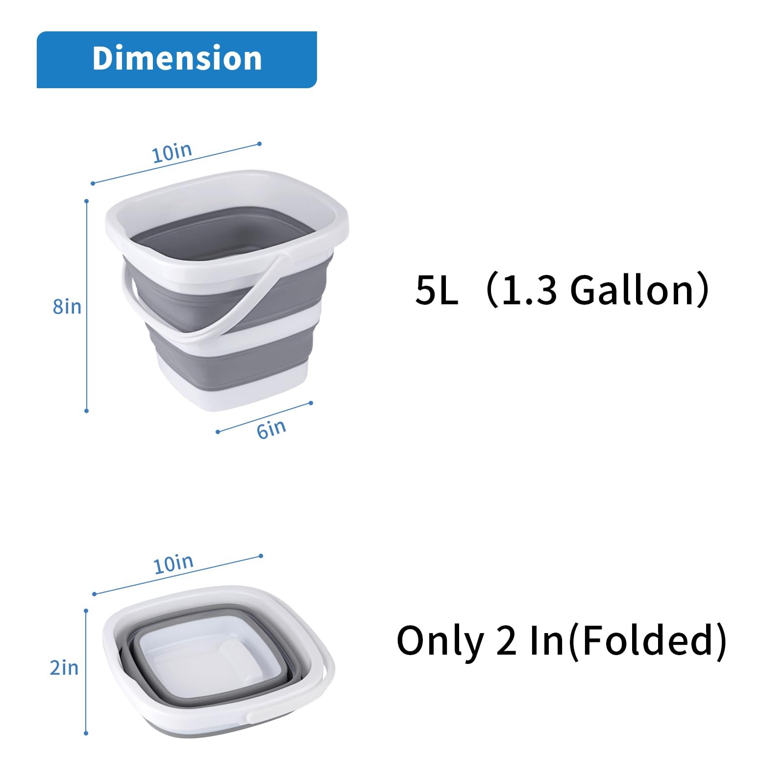 Collapsible Bucket, 5L 1.3Gallon Small Cleaning Mop Buckets for Household Out... gallery