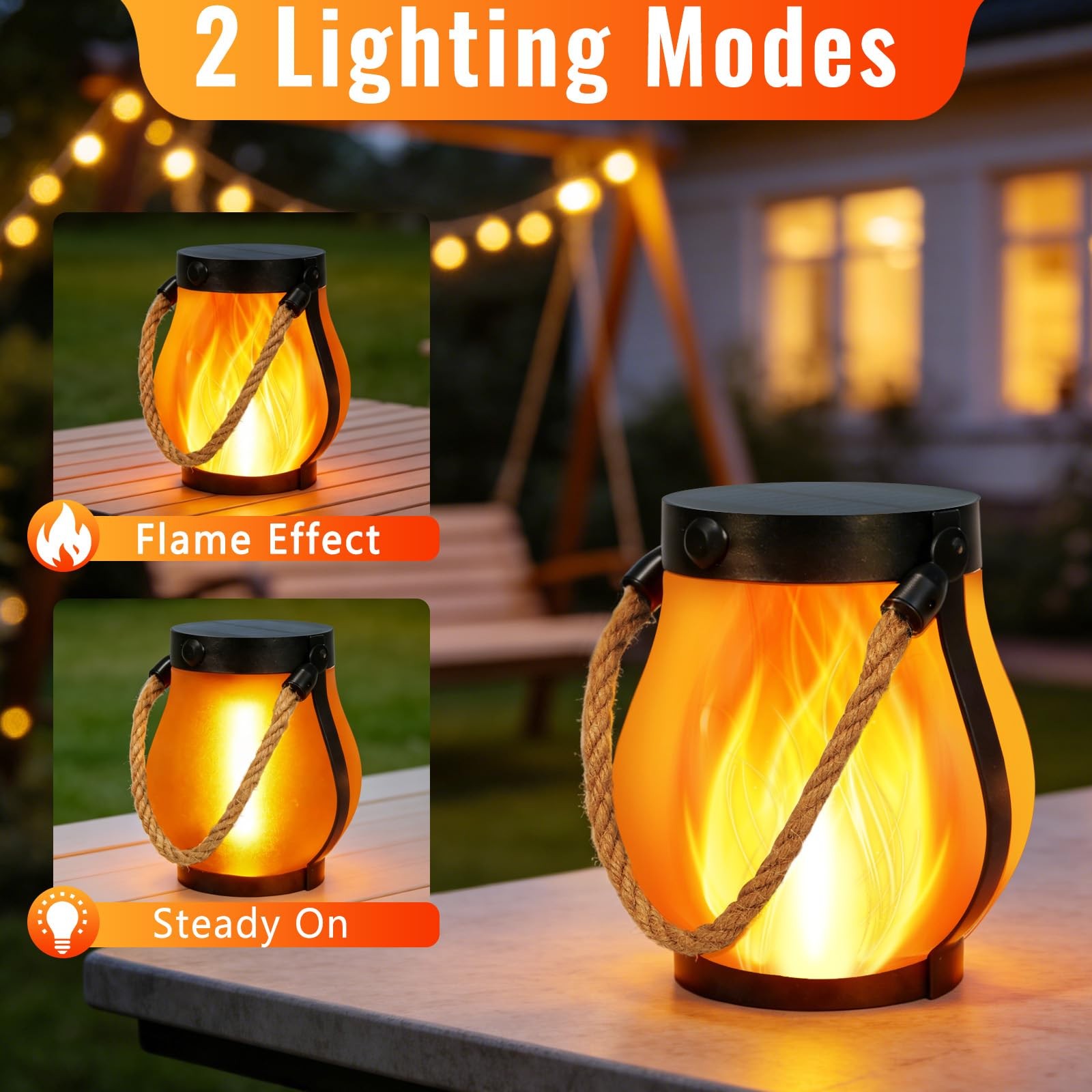 Gen2 Solar Lanterns Outdoor Waterproof, 2Pack Flickering Flame Light Hanging ... gallery