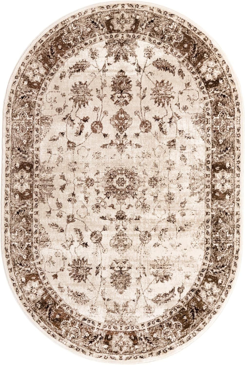 Rushmore Collection Oval Area Rug - Lincoln 6' x 9' in Cream/Beige gallery