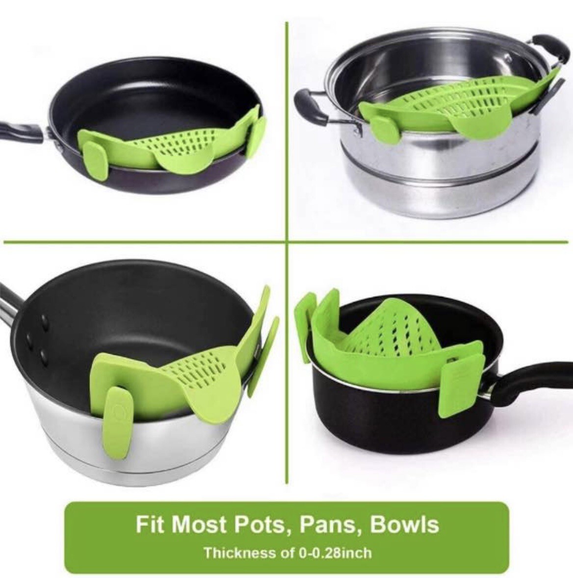 Kitchen Snap Silicone Food Strainer Clip on Colander Heat Resistant Adjustable gallery