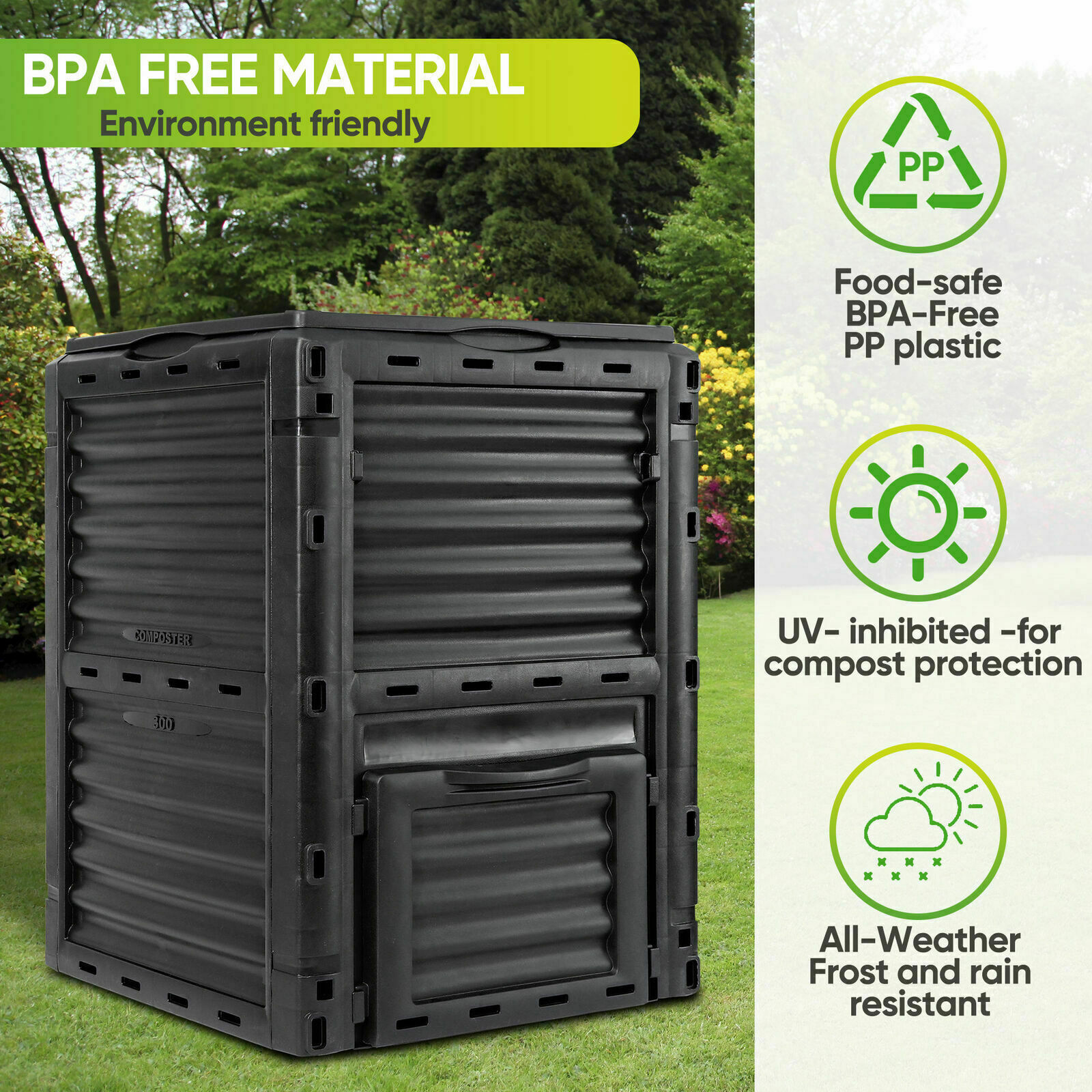 Large Capacity 80 Gallon Garden Compost Bin Composter Fertilizer Soil Container gallery