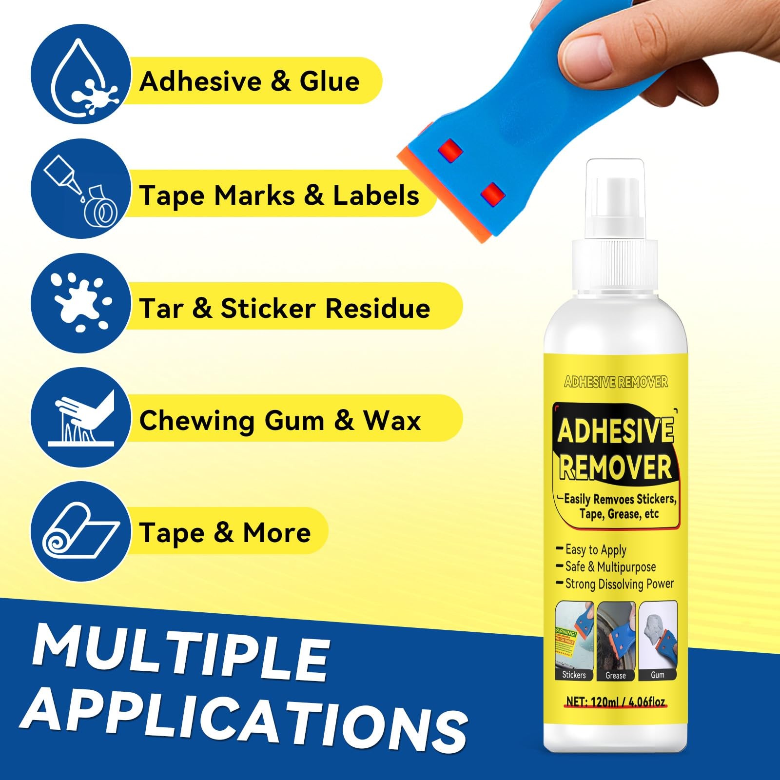 Adhesive Remover Spray 4.06oz, Sticker Remover with Plastic Scraper & 10 Blad... gallery