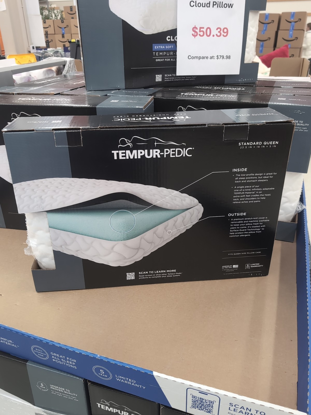 Tempur-Pedic Adapt Cloud Cooling Pillow Low Profile Standard 24x16x5" BRAND NEW gallery