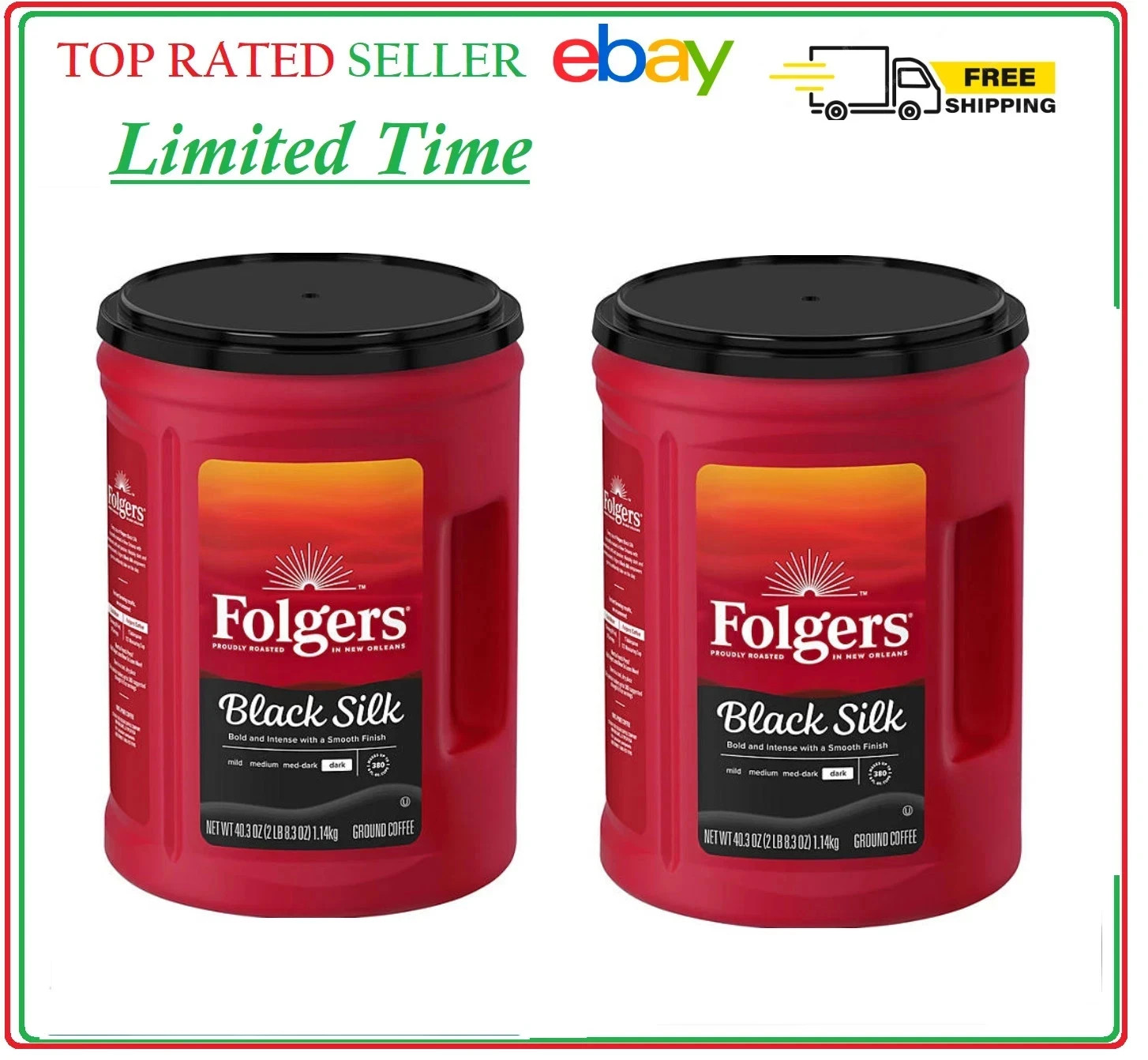 2 PACK - Folgers Dark Roast Ground Coffee, Black Silk 40.3 oz (Total 80.60 oz) gallery