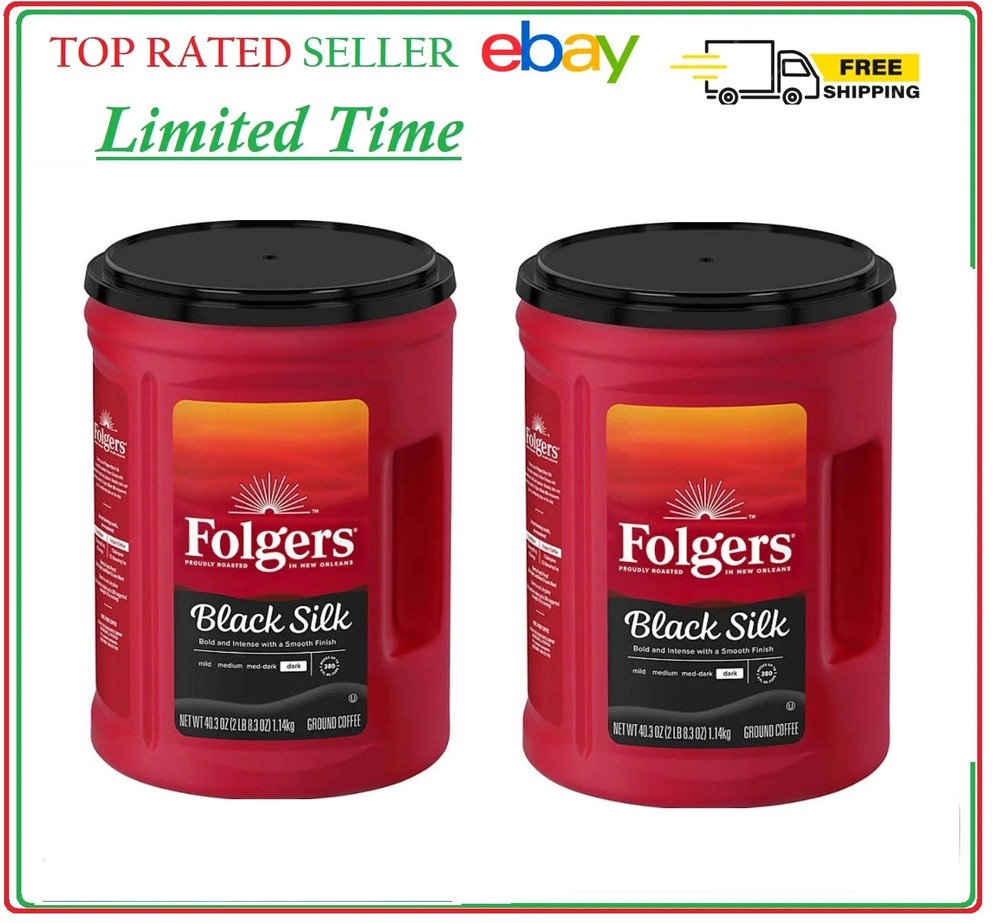 2 PACK - Folgers Dark Roast Ground Coffee, Black Silk 40.3 oz (Total 80.60 oz)
