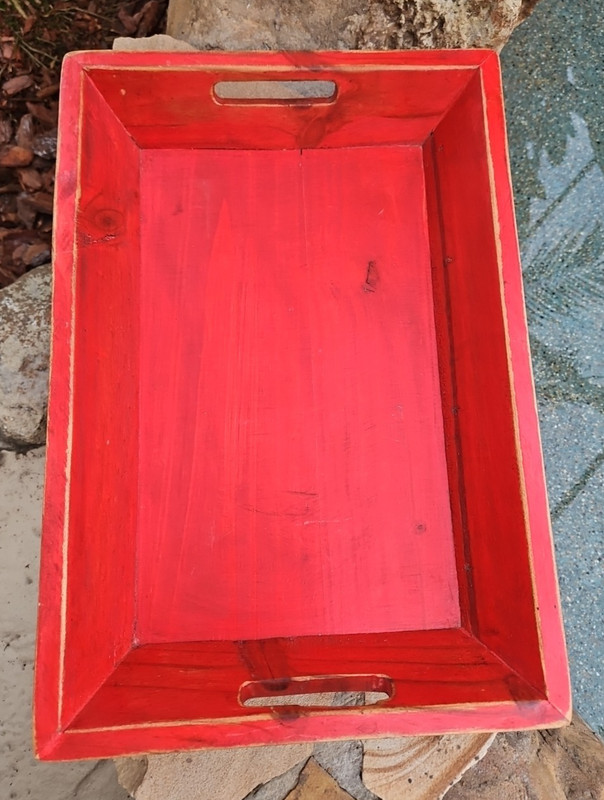 Rustic Red Solid Wood Serving Tray 19x13 inches gallery