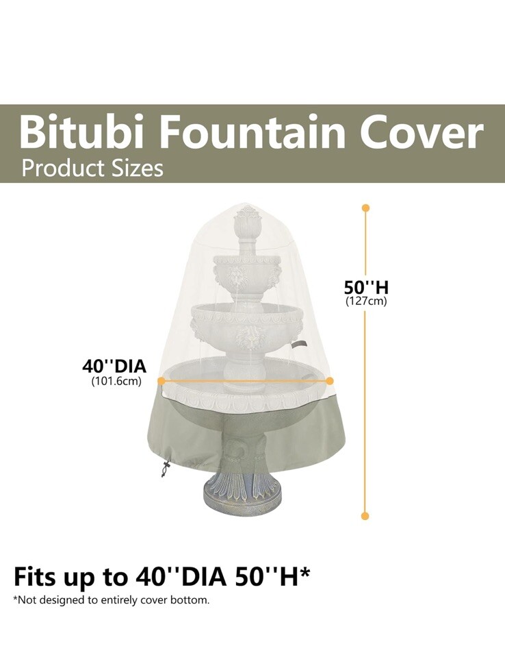 New Fountain Cover（40”x50”) 600D Oxford Cloth Garden Fountain Statue Cover gallery