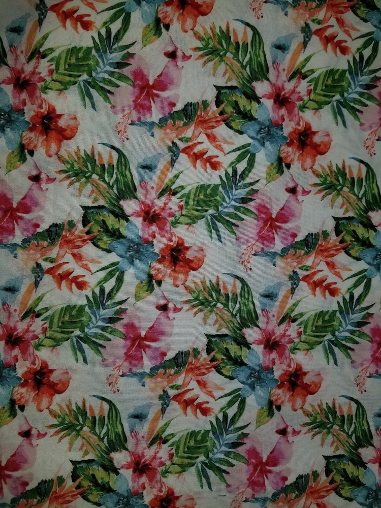 LINED WINDOW VALANCE 42X12 HIBISCUS FLOWER TROPICAL VACATION HAWAII FLORAL