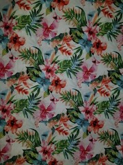 LINED WINDOW VALANCE 42X12 HIBISCUS FLOWER TROPICAL VACATION HAWAII FLORAL