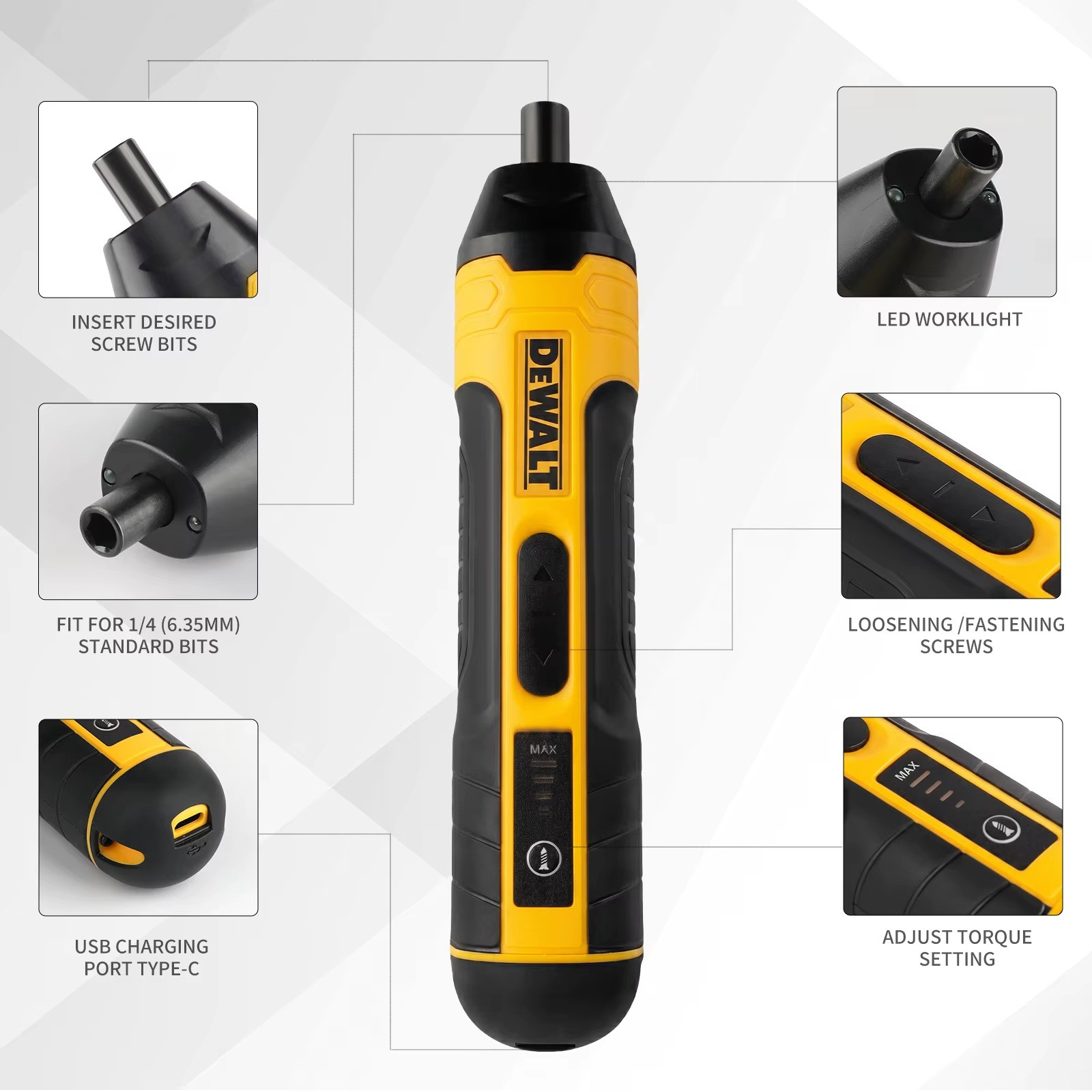 New DEWALT Cordless Electric Screwdriver 1300mAh USB Rechargeable Free Shipping gallery