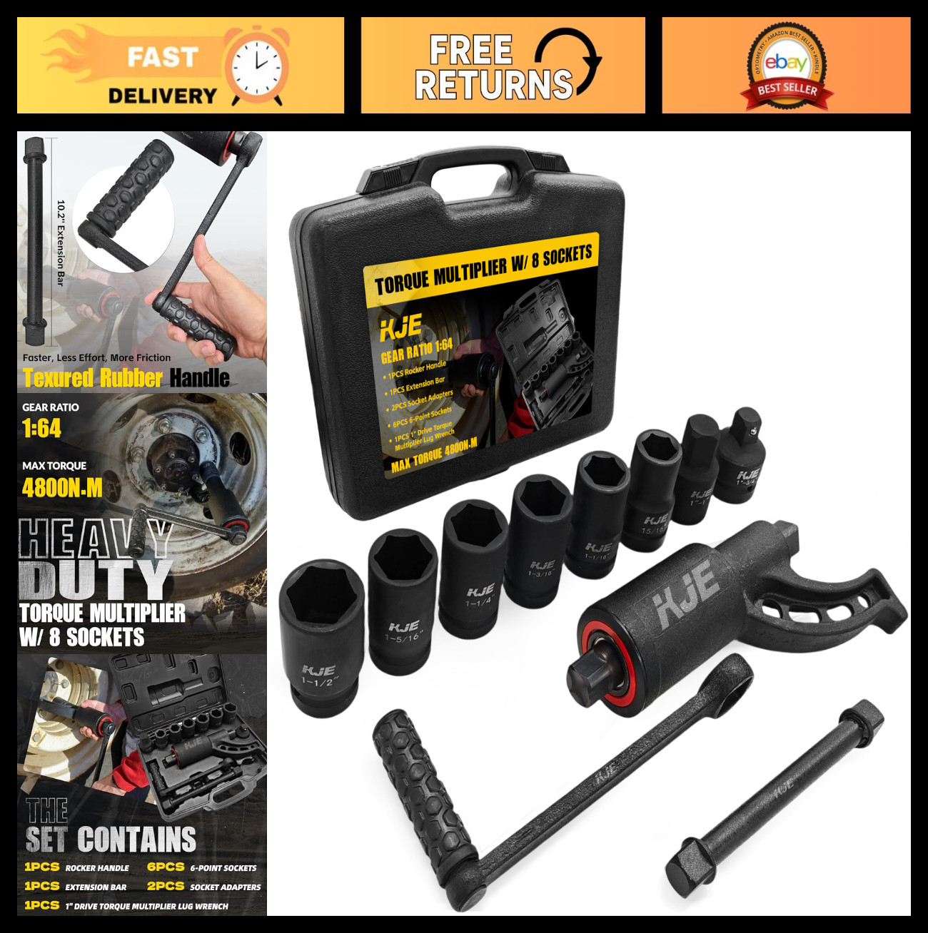 Heavy Duty Torque Multiplier Wrench Set 24mm-38mm Socket 4800 N/M 3540 ft-lb for gallery