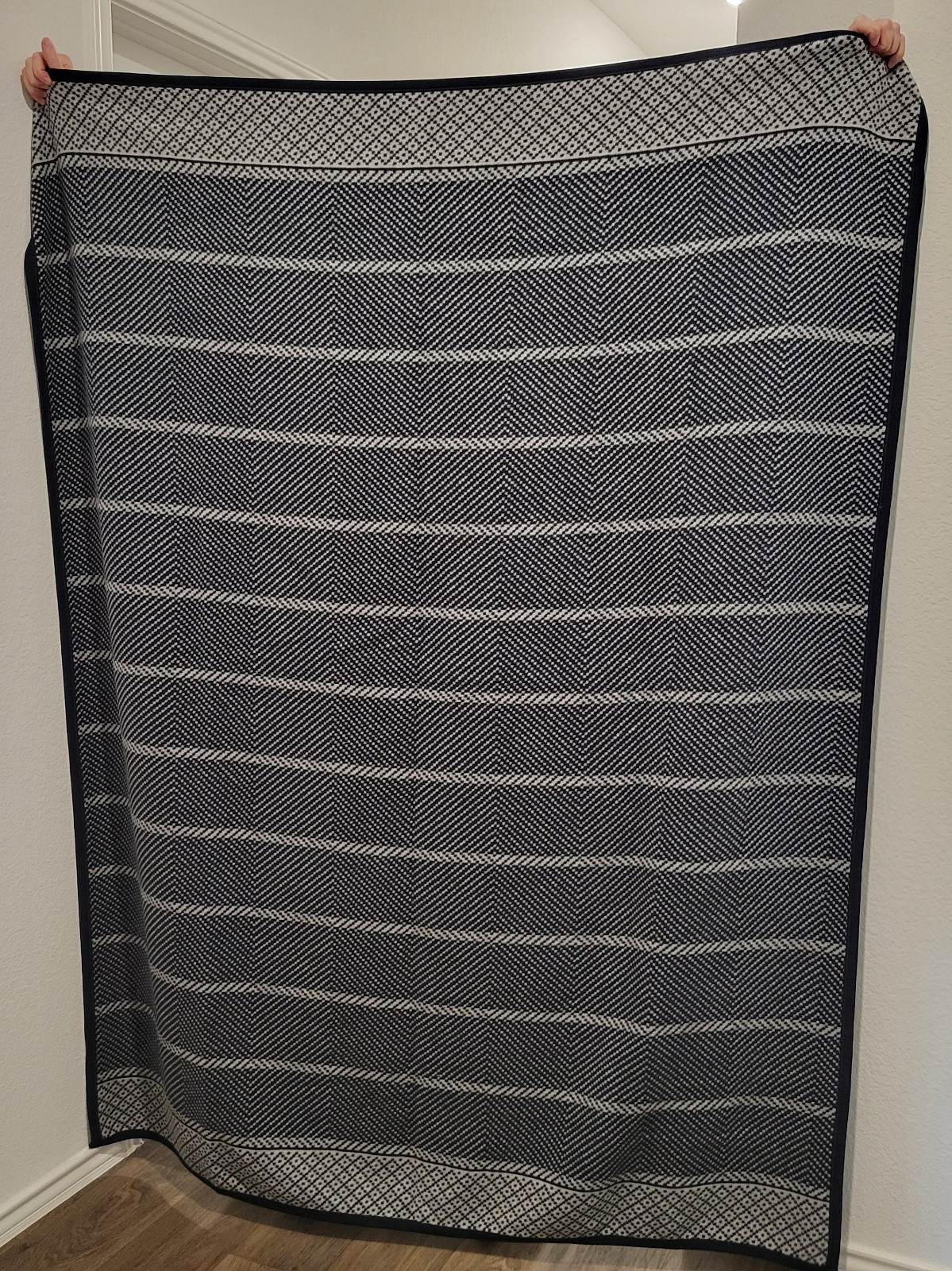Chappywrap Old Port Herringbone Navy Blanket Reversible 71.5”x56.25” gallery