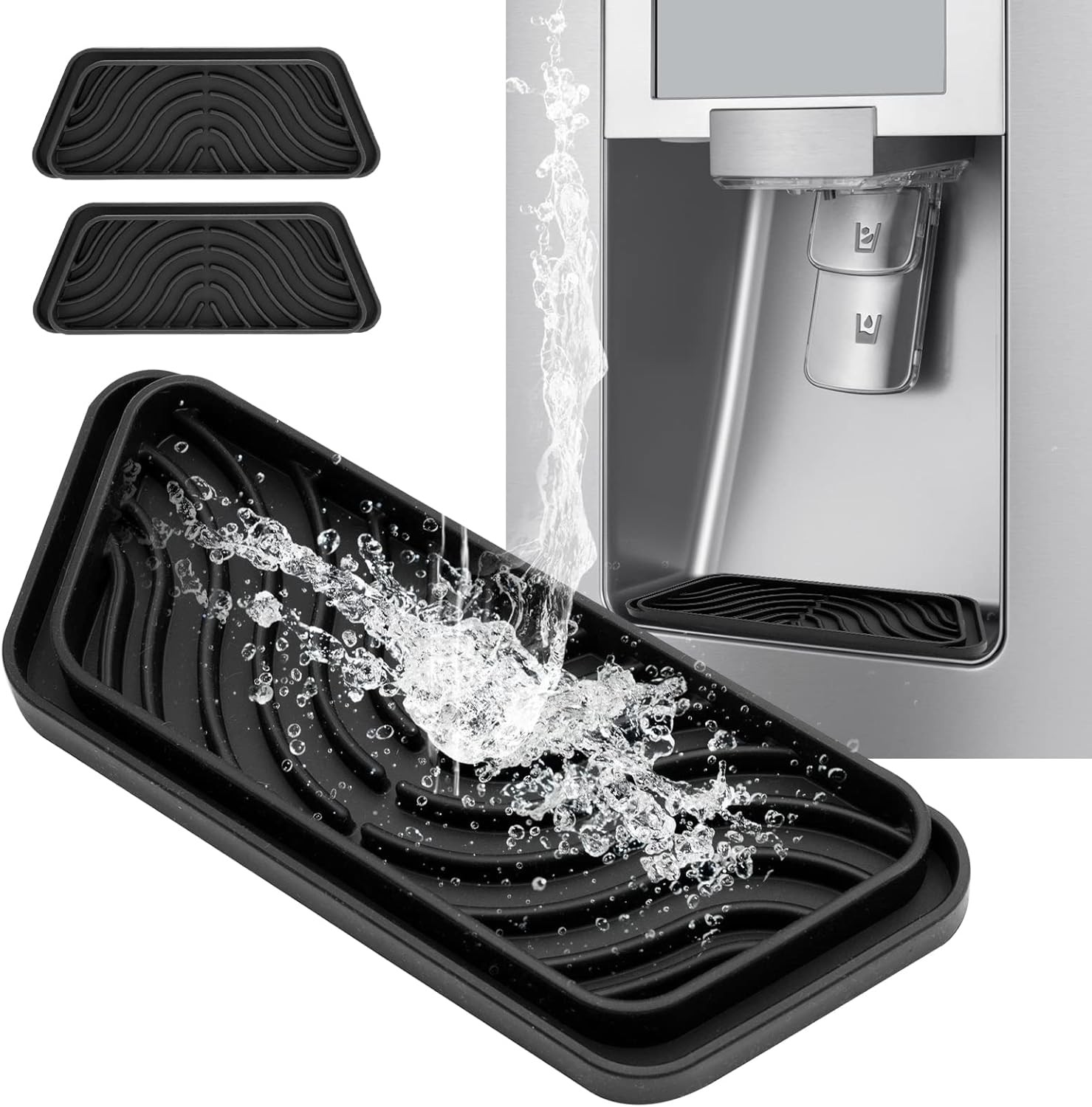 Refrigerator Drip Catcher Tray - 2 Pack Non-Slip Silicone for Samsung & GE gallery