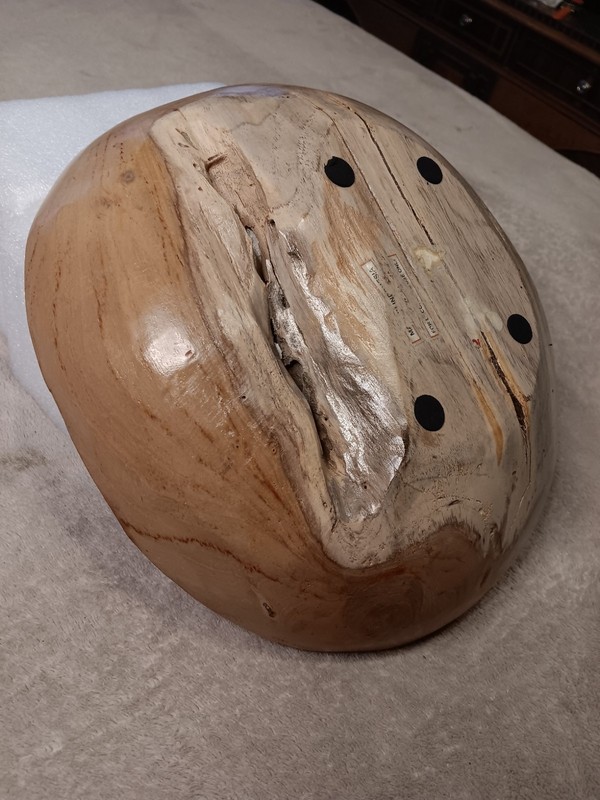 Wooden Rustic Decorative Irregular Shape Bowl with Mother of Pearl Inlay gallery