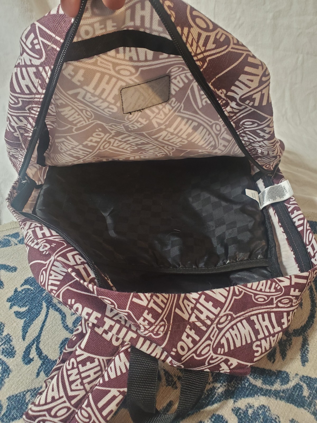 VANS Branded Backpack Red and White School Bag 5