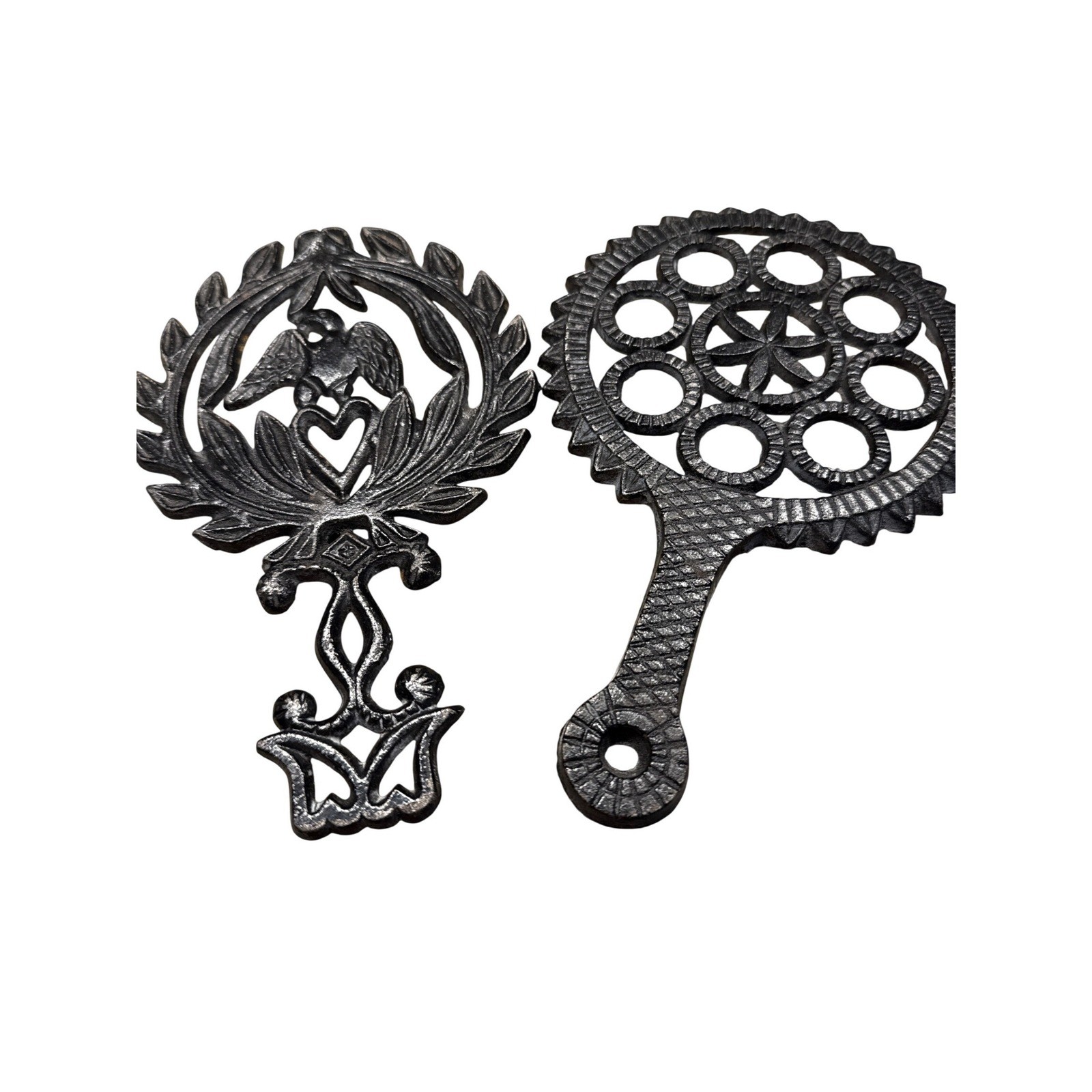 Vtg Rustic Farmhouse Cast Iron Trivets Cottagecore Kitchen Primitive Wall Decor gallery