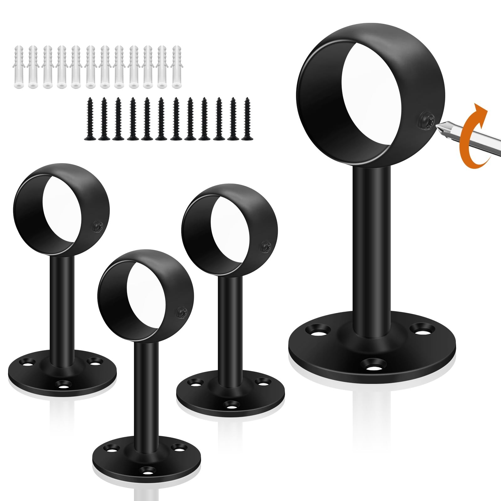 Ceiling Curtain Rod Brackets, Heavy Duty Curtain Rod 1-1/4'' - 4 Pack Black gallery