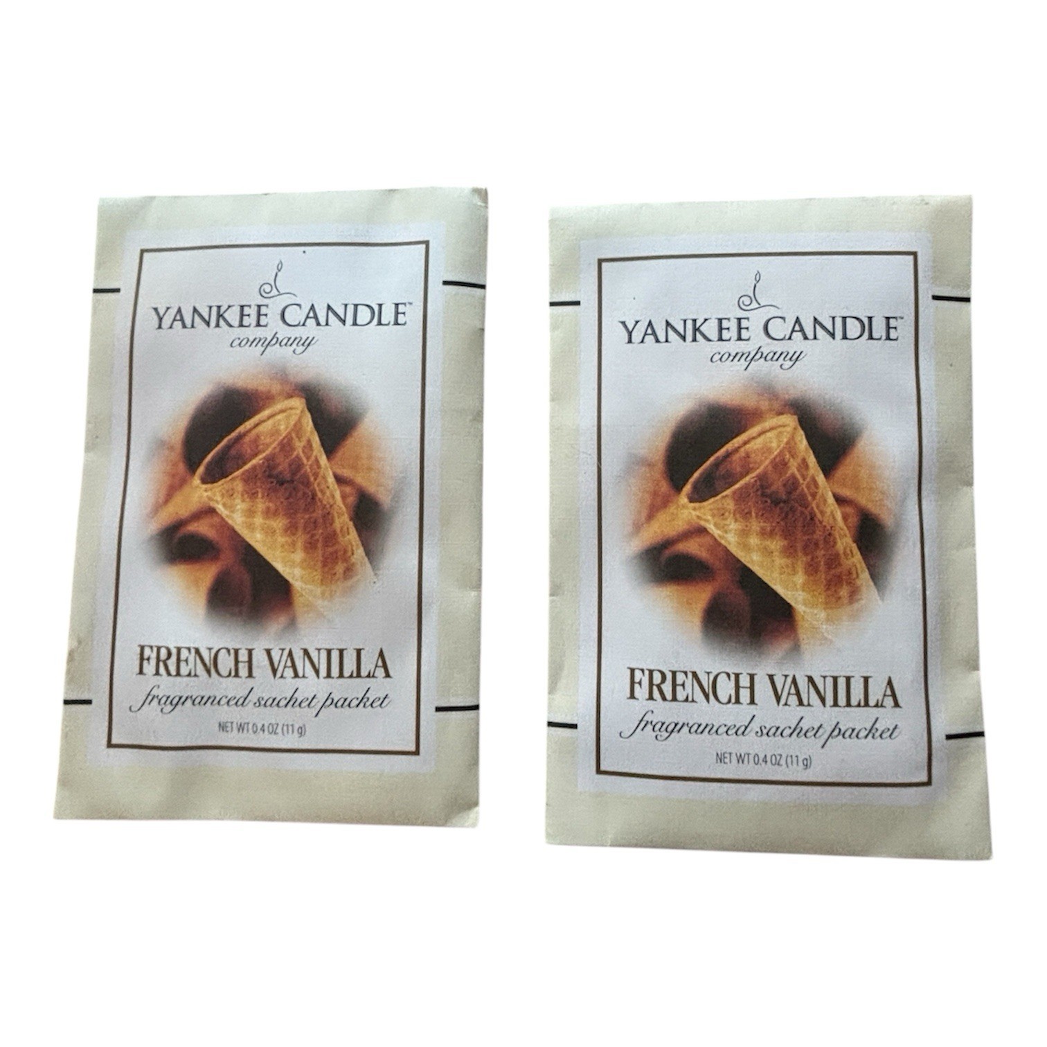 2pc YANKEE CANDLE French Vanilla Scented Sachets Vintage Early Style Rare Find gallery