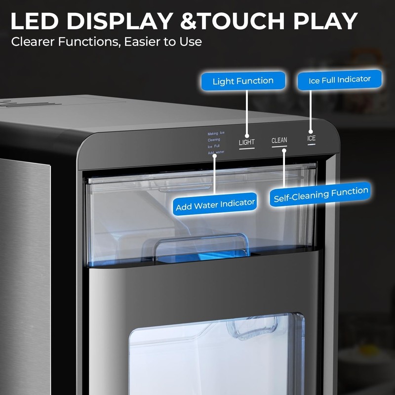 Fast Ice-Making Nugget Ice Maker - Portable 44LB/Day for Office Parties and Bars gallery