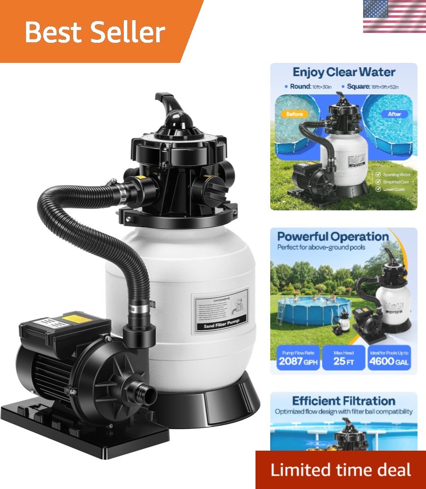 2087 GPH Sand Filter Pump for Above Ground Pools - Energy Efficient & Durable gallery