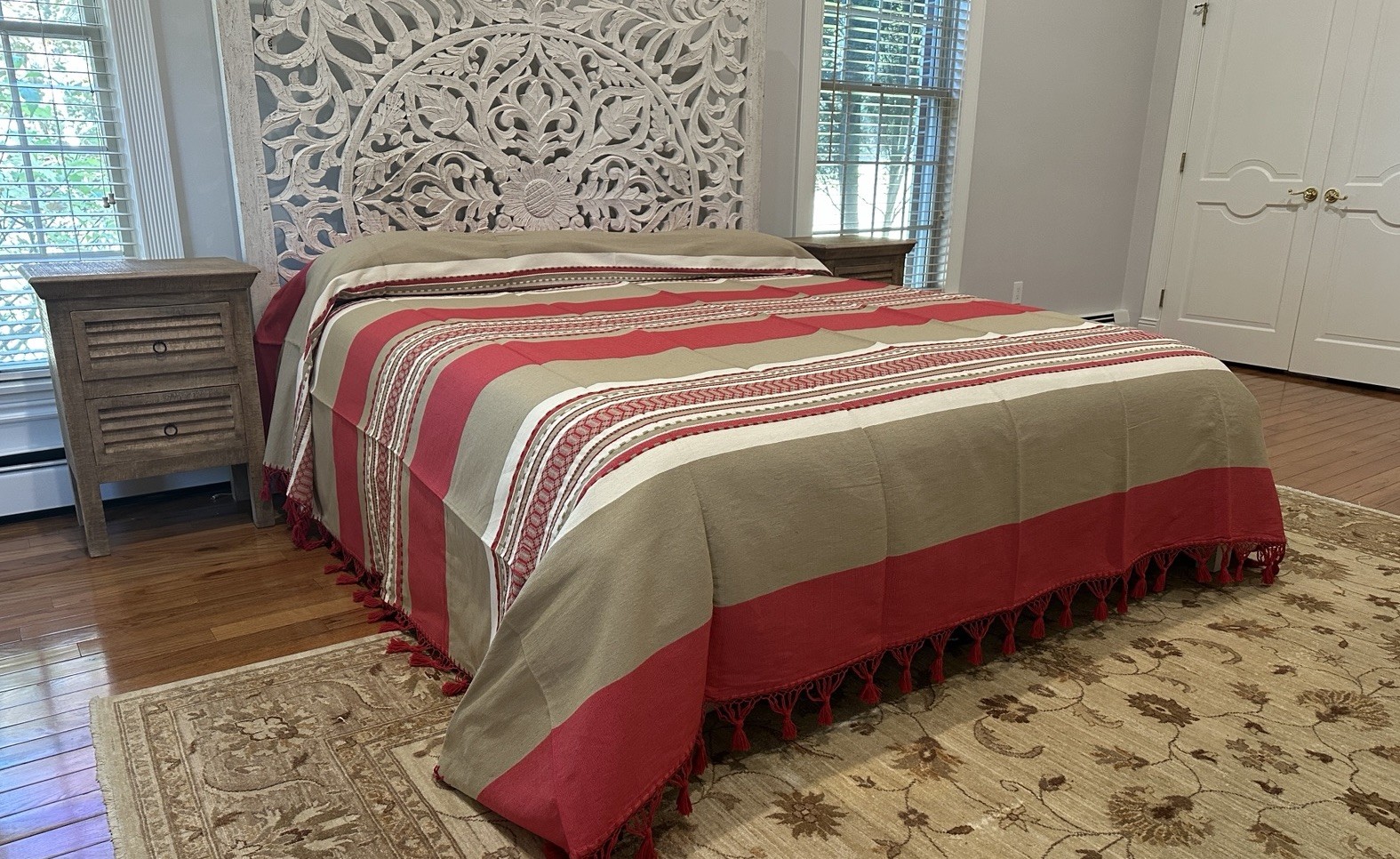 Hand loom  King Size Cotton Bedspread From Oaxaca Mexico. gallery