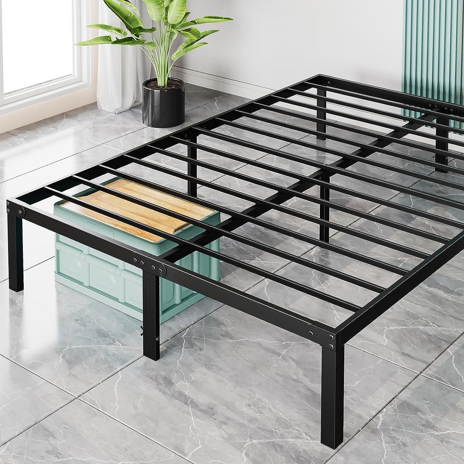 14 Inch Heavy Duty Metal Platform Bed Frame Queen Size Sturdy Steel Slat Support gallery
