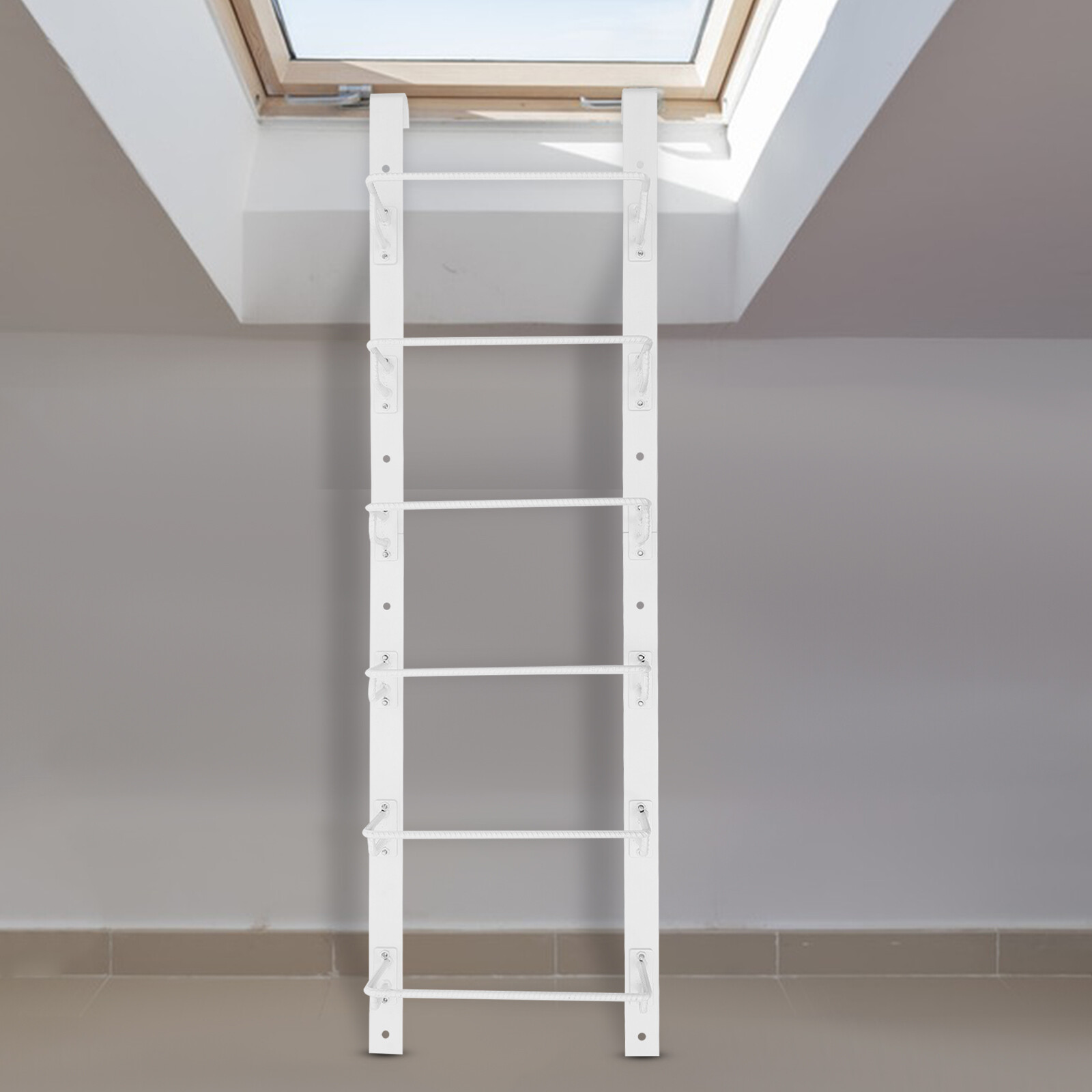 73-93in Depth Window Well Ladder 6-Steps Steel Ladder with Hooks Bolt Holes gallery