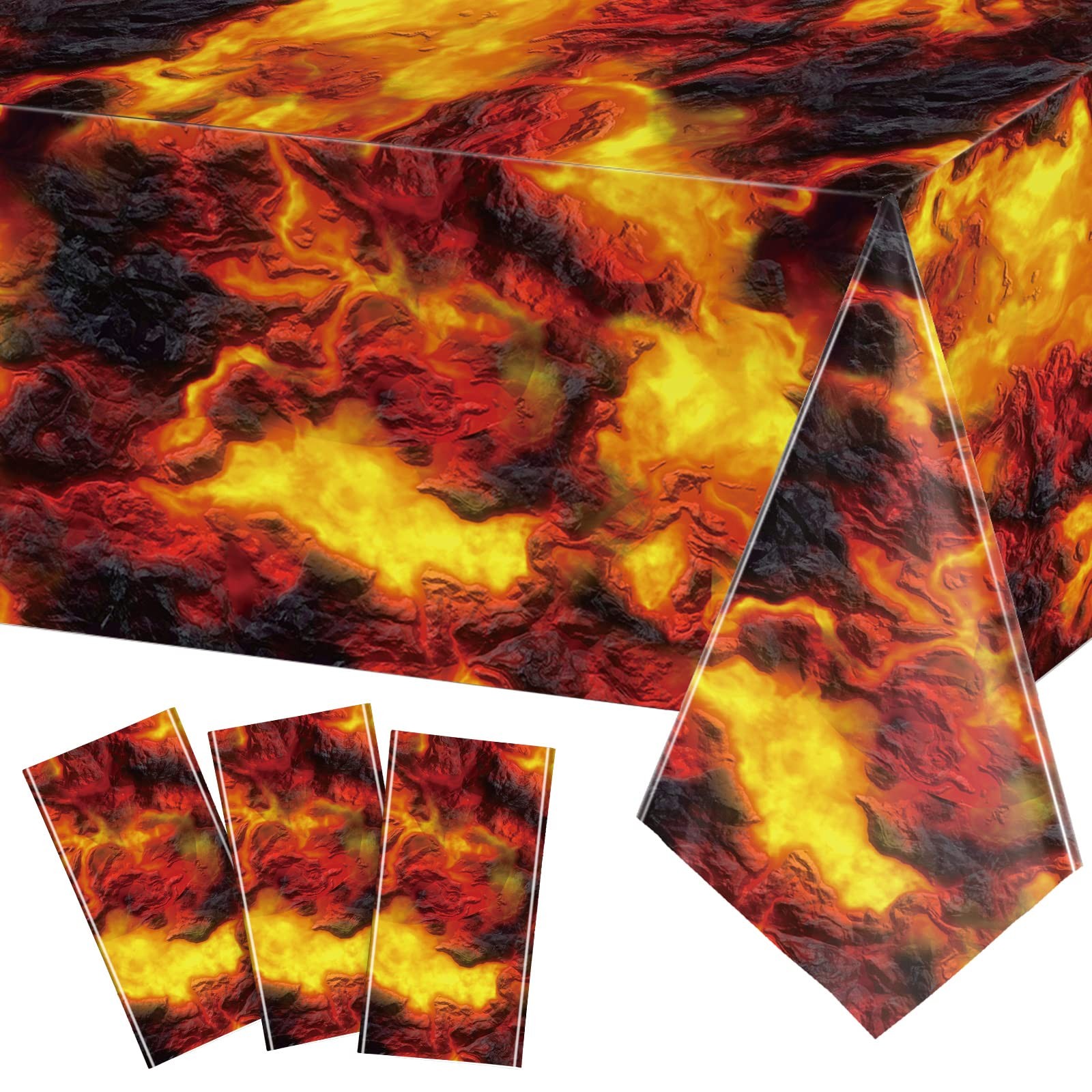 Tiamon 3 Pcs Lava Table Cloth Fire Flame 54" x 108", As Pictures Shown gallery