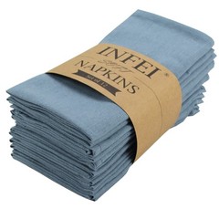 12 PCS Polyester Linen Blend Thin Dinner Cloth Napkins 40×40 cm Airy Blue
