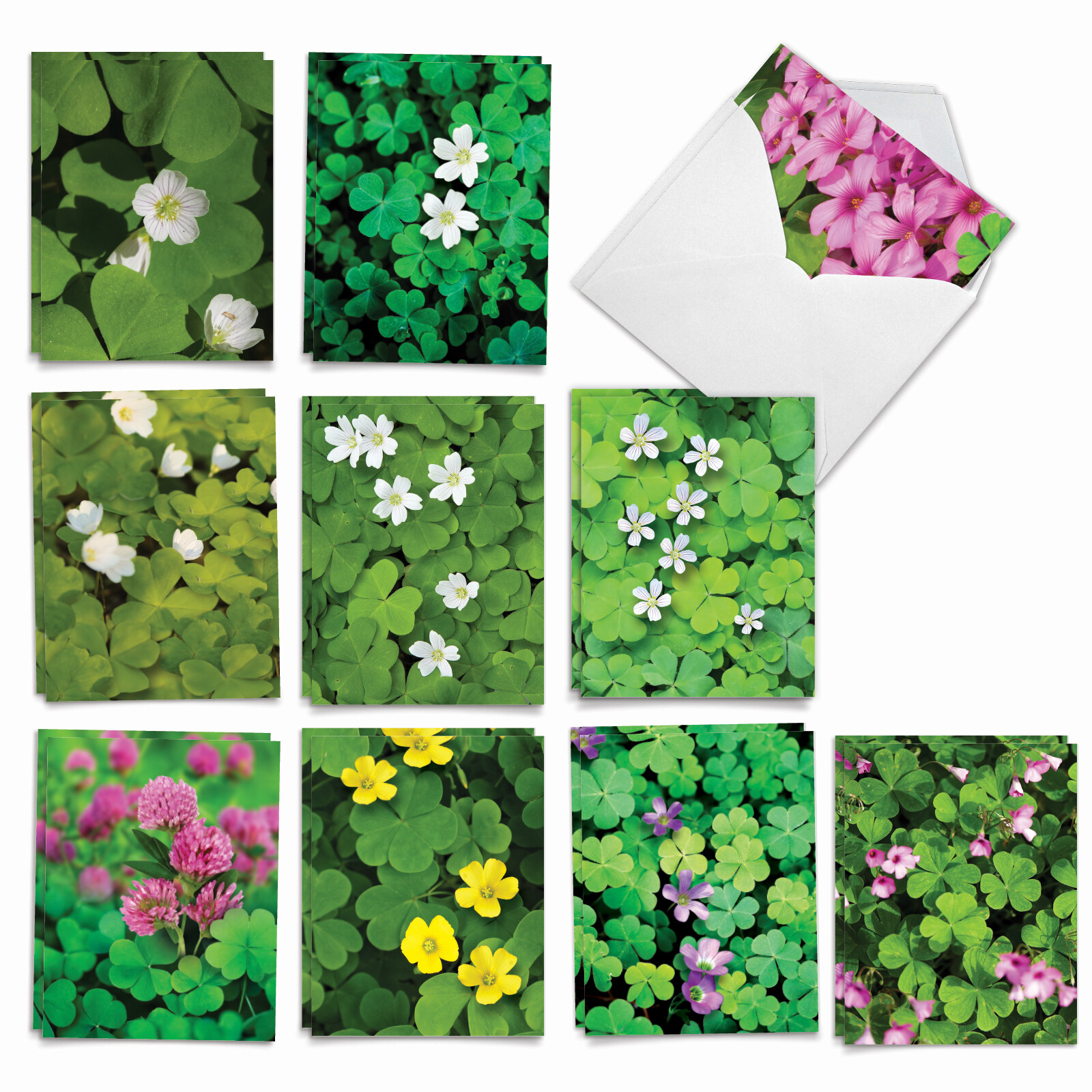 20 Asst'd St. Patrick's Day Notecards w/ Envelopes(2 of Each) Blooming Clovers gallery