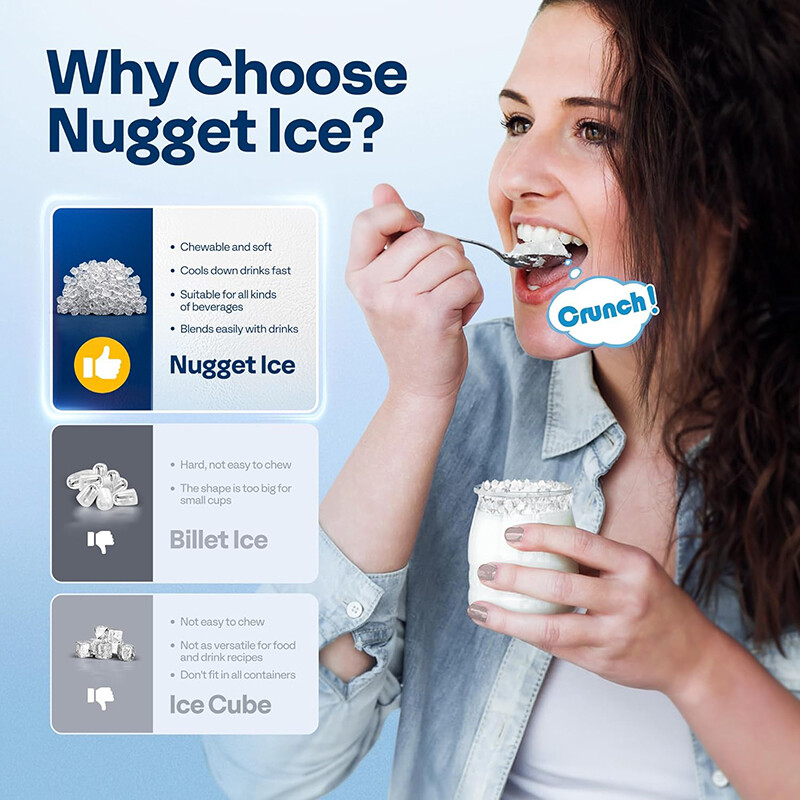 33lbs/Day Electric Chewable Nugget Ice Cube Maker Machine Self-Clean Function gallery